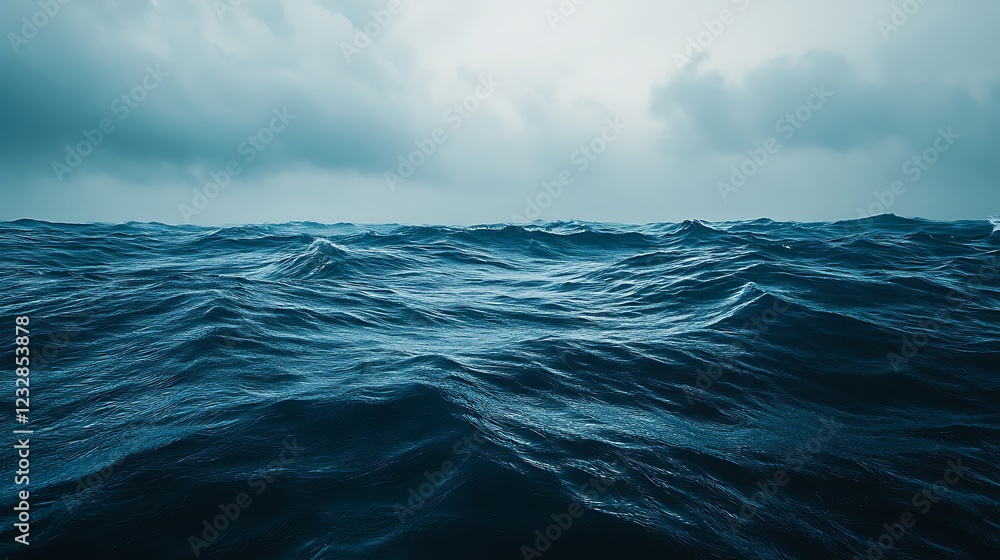 Fototapeta premium Dark Ocean Waves Under Cloudy Skies