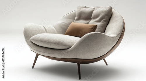 Stylish modern armchair with a minimalist design in neutral colors for contem...