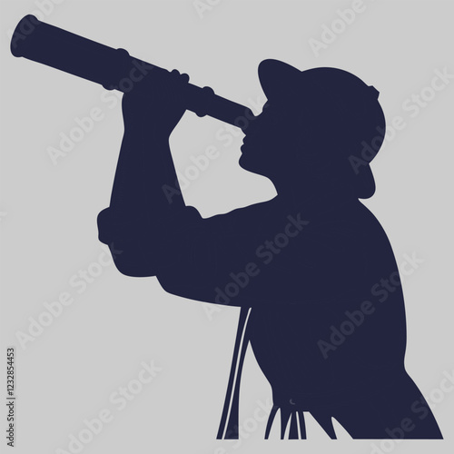a person looking through a telescope silhouette vector design art and illustration