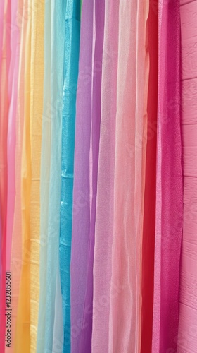Colorful streamers hanging in a decorative display for a festive occasion