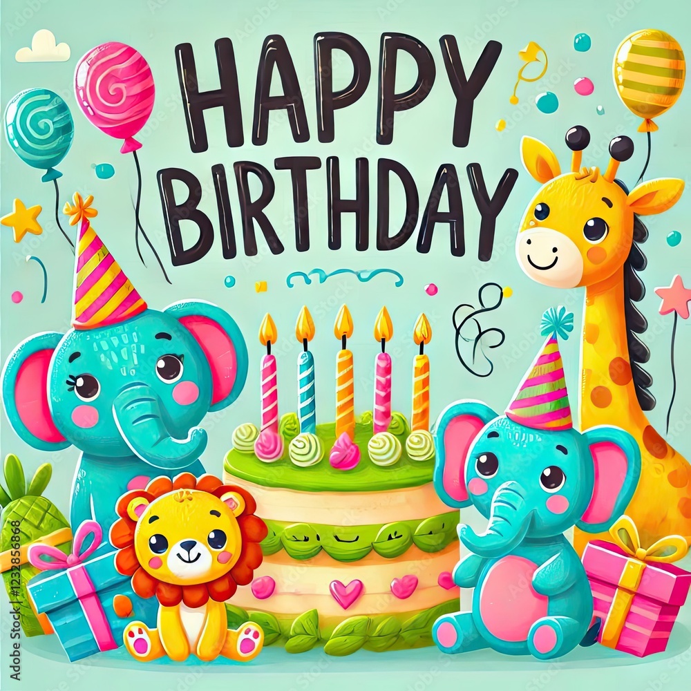Fototapeta premium happy card with animals