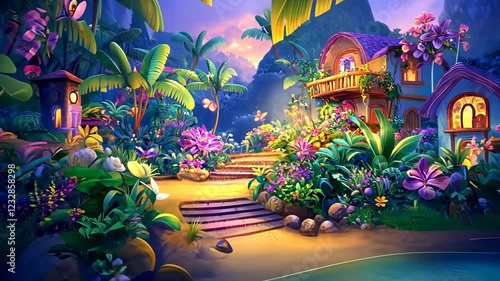 Wallpaper Mural Enchanted Tropical Paradise: House by the River Torontodigital.ca