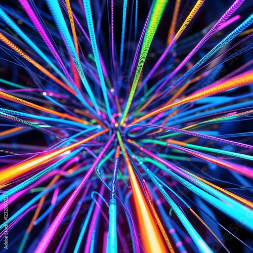 Vibrant Fiber Optic Network in Neon Glow