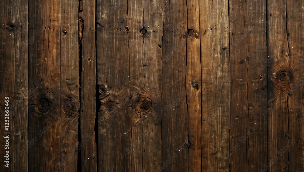 Fototapeta premium Close-up shot of dark wooden planks with rustic texture and visible grain, vertically oriented