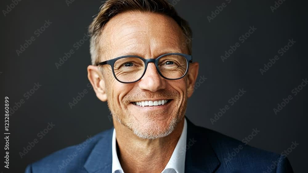 Portrait of a Happy Middle-Aged Man Wearing Glasses Portrait of a Happy Middle-Aged Man Wearing Glasses