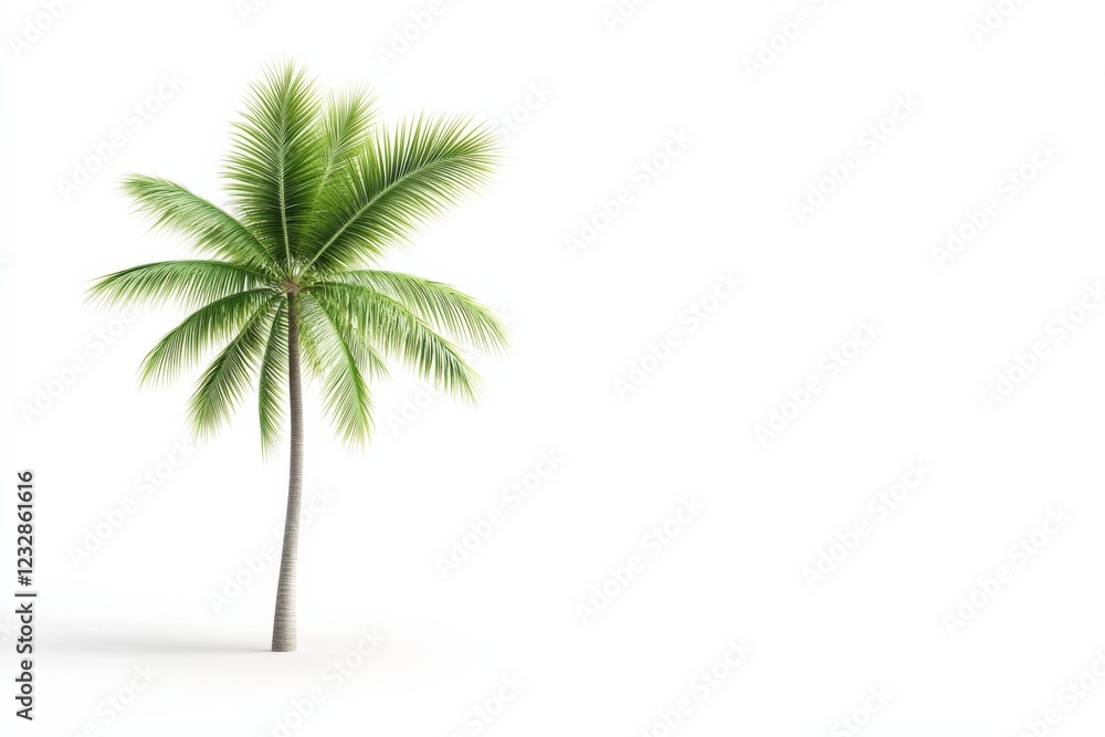 Obraz premium single palm tree isolated on a white background