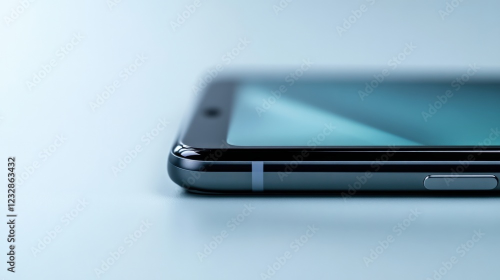 close-up of a smartphone's sleek design and thin profile close-up of a smartphone's sleek design and thin profile
