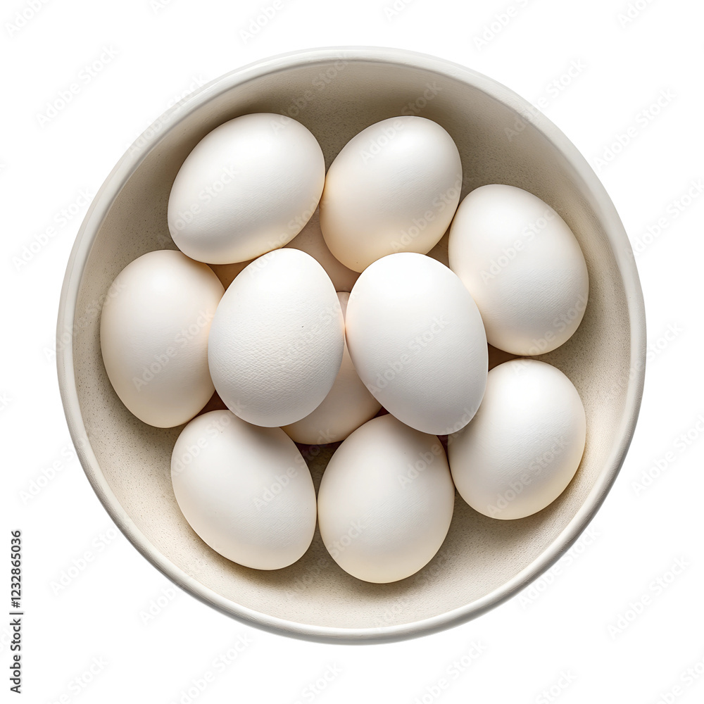 bowl of white eggs isolated on white background Generative Ai bowl of white eggs isolated on white background Generative Ai