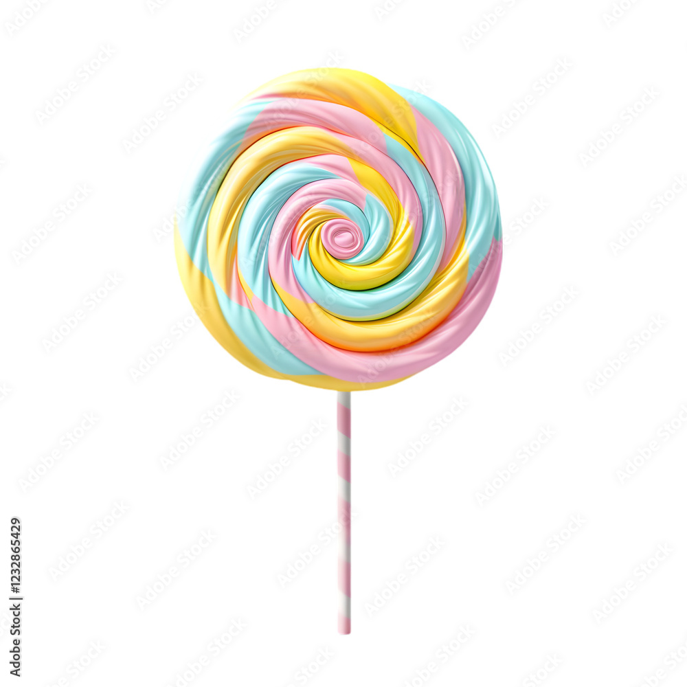 Ultra-realistic pastel swirl lollipop with Background Design in Ultra-Realistic Style Ultra-realistic pastel swirl lollipop with Background Design in Ultra-Realistic Style