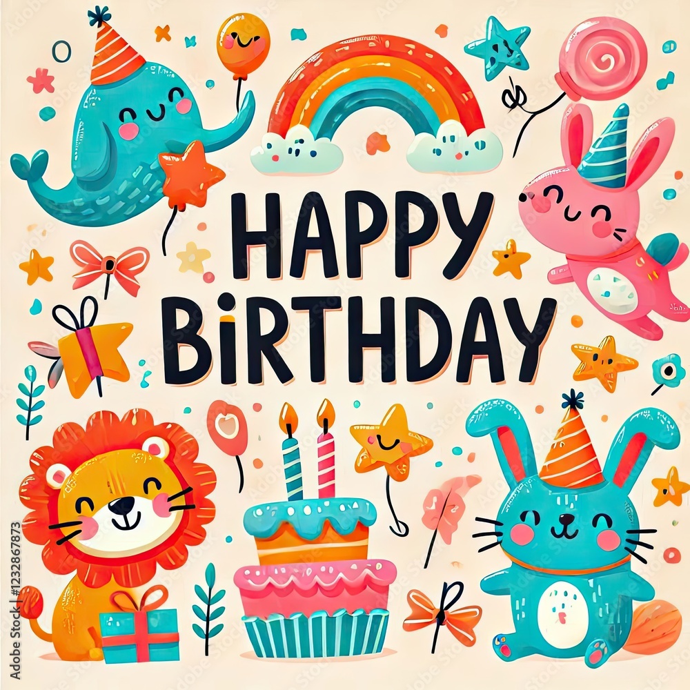 Fototapeta premium happy card with animals