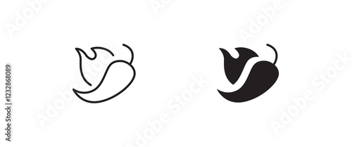 Pepper icon. Hot pepper. Chili icons,editable stroke, flat design style isolated on white linear pictogram, button, vector, sign, symbol, logo, illustration