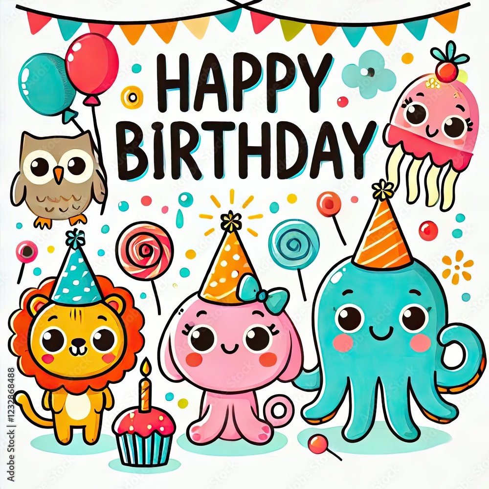 happy card with animals happy card with animals