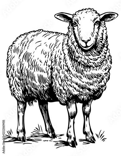 Mythical Sheep Outline Perfect for Creative Projects, Transparent Background, Sketch