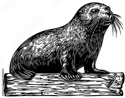 Striking Seal Image Perfect for Logos and Illustrations, Transparent Background, Sketch