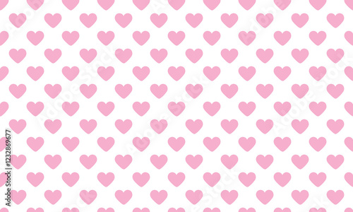 All over seamless vector repeat pattern with ditsy pink hand drawn doodle hearts tossed on white background. Simple cute Valentines day background