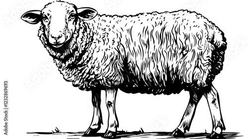 Striking Sheep Image Perfect for Logos and Illustrations, Transparent Background, Sketch