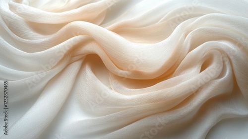 Soft fabric drapes on a smooth surface illuminated by gentle sunlight highlig...