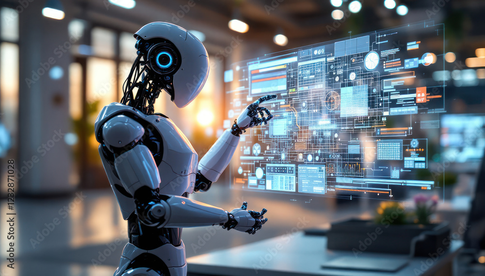 Advanced Robotic Technology Interacting with a Futuristic Interface Advanced Robotic Technology Interacting with a Futuristic Interface
