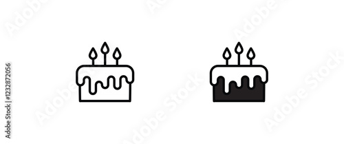 birthday cake icon button, vector, sign, symbol, logo, illustration, editable stroke, flat design style isolated on white