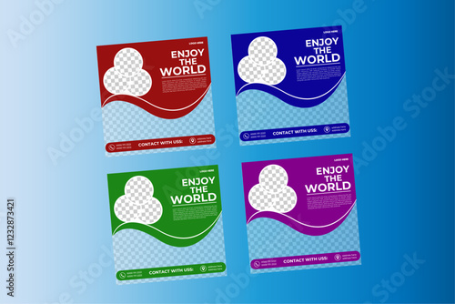 new modern social media post design for travel agency colorful 4 design.