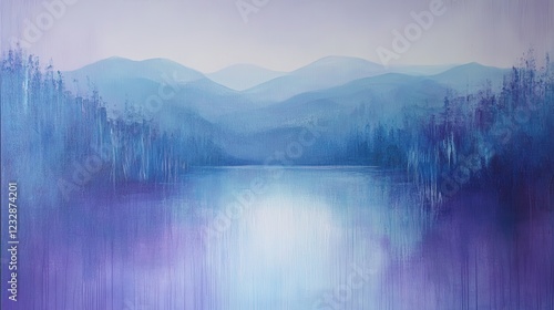 Wallpaper Mural Serene Blue Mountain Lake Landscape Painting Torontodigital.ca