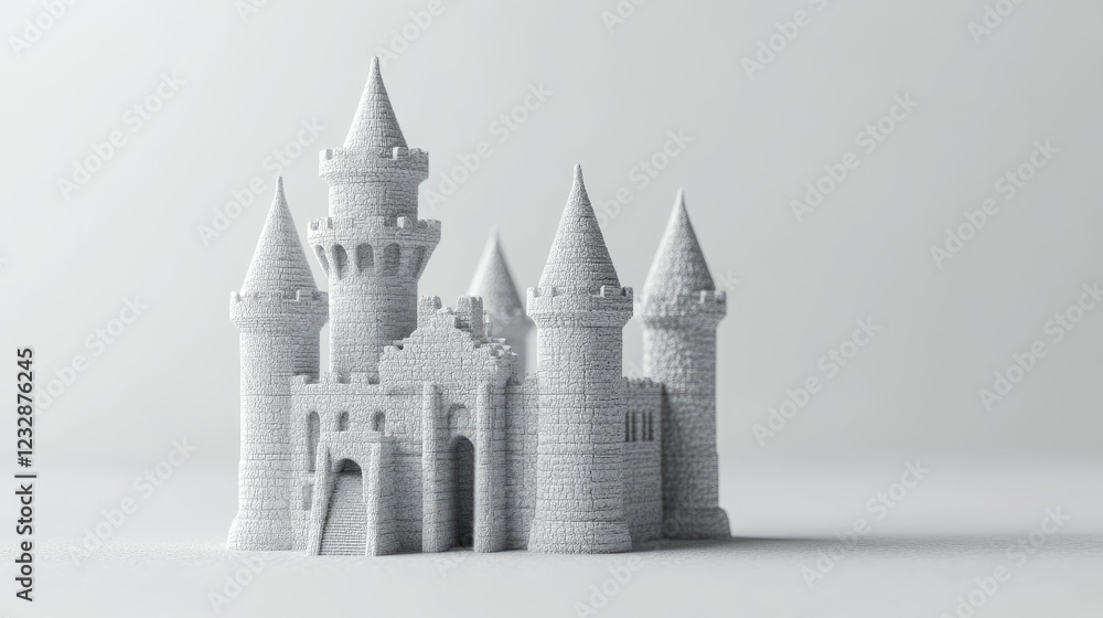 Obraz premium A Miniature White Stone Castle Model