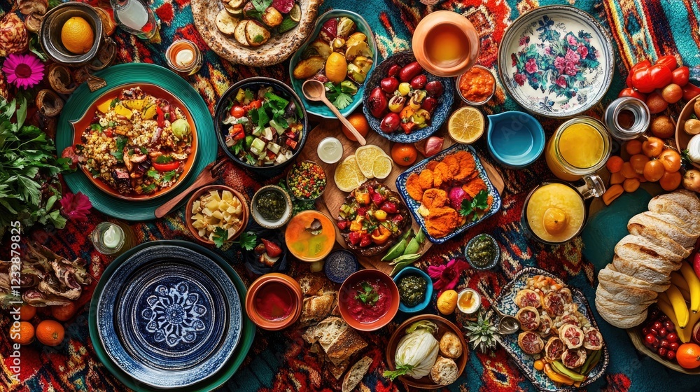 A Colorful Feast Of Diverse Dishes And Ingredients A Colorful Feast Of Diverse Dishes And Ingredients