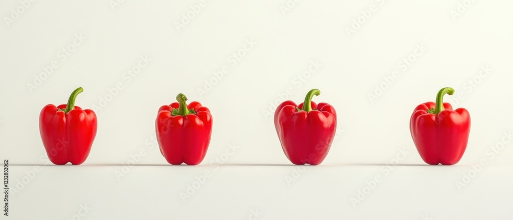 four red bell peppers on a white background four red bell peppers on a white background