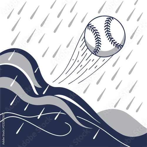  Abstract Gradient Mesh Vector Depicting a Rainstorm with Blurred Motion Effects