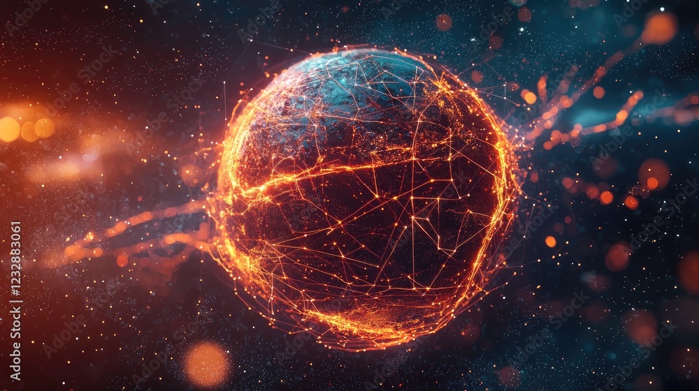 Obraz premium Global Network, A Digital Earth Visualization