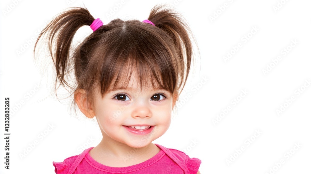 Portrait of a Smiling Toddler Girl with Pigtails Portrait of a Smiling Toddler Girl with Pigtails