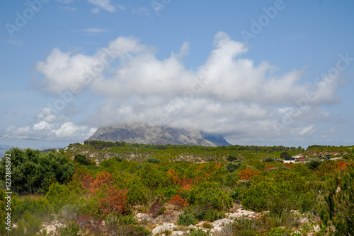 San Antonio cape in Alicante province with the Mongo mountain Spain  photo