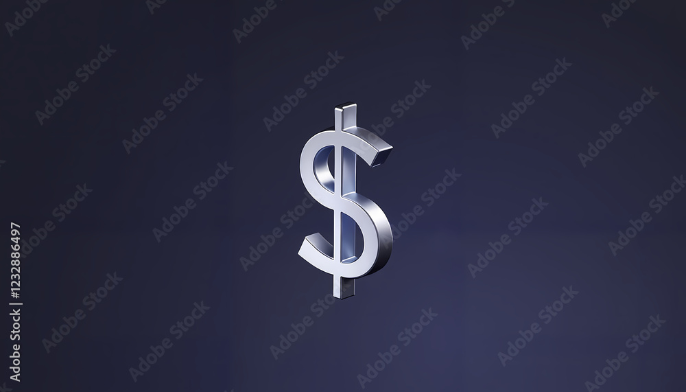 Silver dollar sign icon floating on dark background Silver dollar sign icon floating on dark background