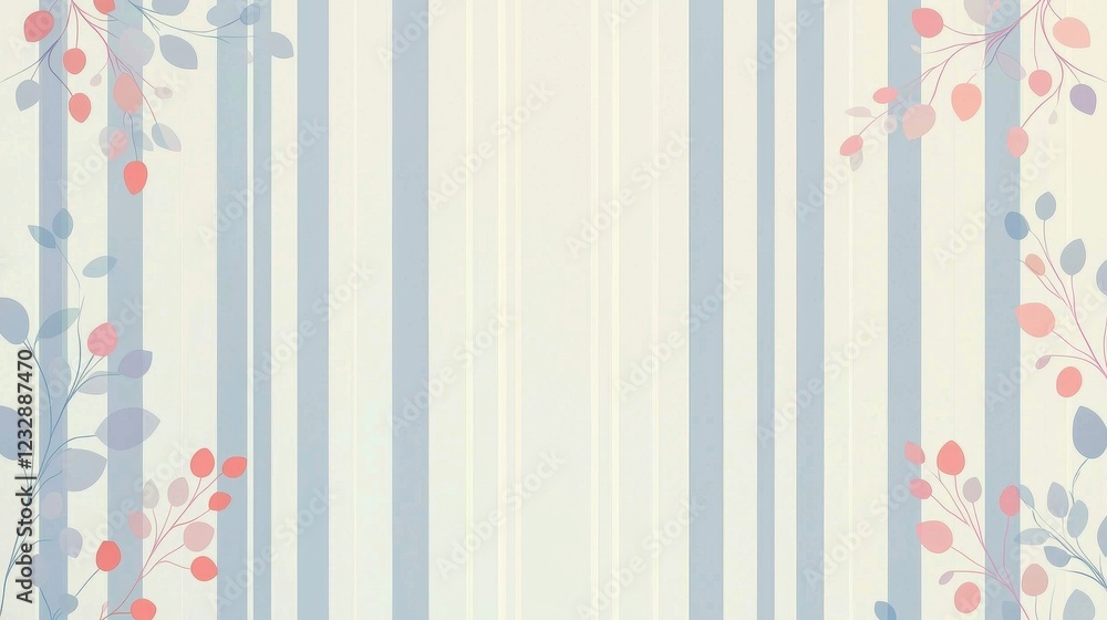Light Blue Striped Background with Delicate Floral Accents Light Blue Striped Background with Delicate Floral Accents