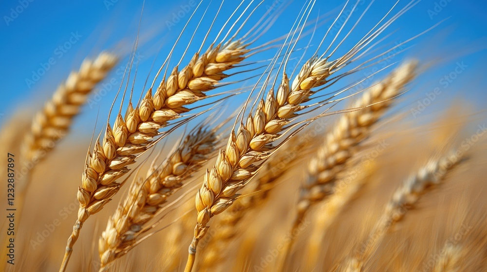 Golden Wheat Stalks Swaying Gently In The Summer Breeze Golden Wheat Stalks Swaying Gently In The Summer Breeze
