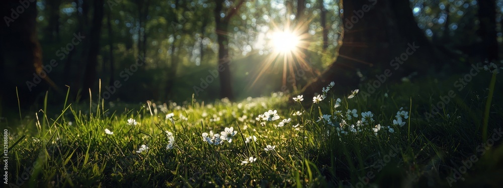 Obraz premium A spring background in an abstract style featuring fresh greens