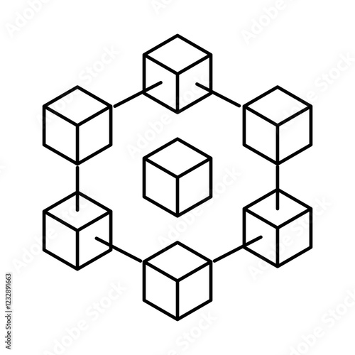 Blockchain Network Icon – Secure Peer-to-Peer Transactions and Digital Contracts