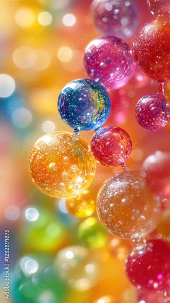 Fototapeta premium Vibrant Colorful Glass Beads Abstract Background