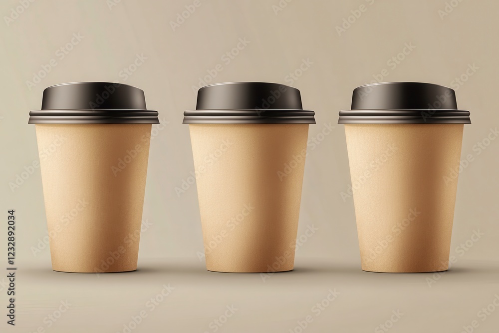 Realistic Brown Coffee Cup With 3D Lid for Cafe Design Concepts and Logo Placement. Generative AI Realistic Brown Coffee Cup With 3D Lid for Cafe Design Concepts and Logo Placement. Generative AI