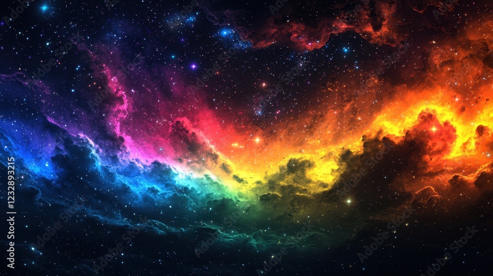 Fototapeta premium Colorful Nebula in Space with Twinkling Stars and Cosmic Clouds