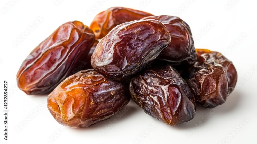 Tasty, naturally sweet dried dates against a white background Tasty, naturally sweet dried dates against a white background