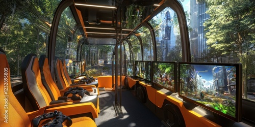 Futuristic Gaming Bus: Immersive Entertainment on Wheels photo