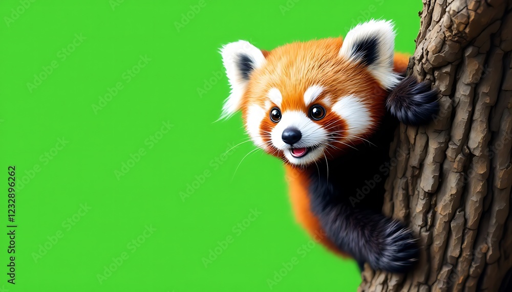 Adorable Red Panda on Tree Digital Art Print Adorable Red Panda on Tree Digital Art Print