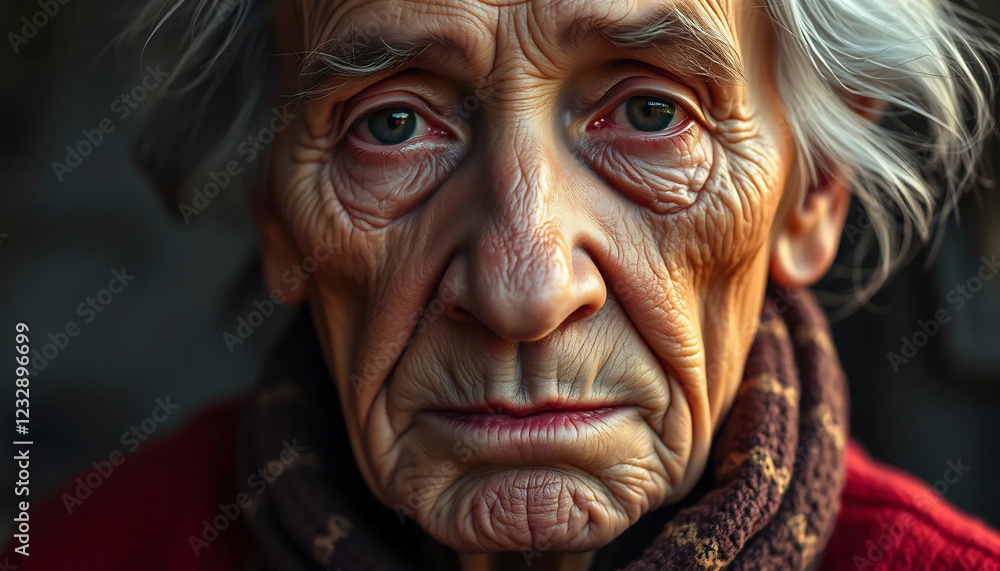 Portrait of a thoughtful elderly person Portrait of a thoughtful elderly person