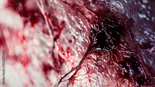 Intricate Red and Black Abstract Texture with Viscous Liquid Elements