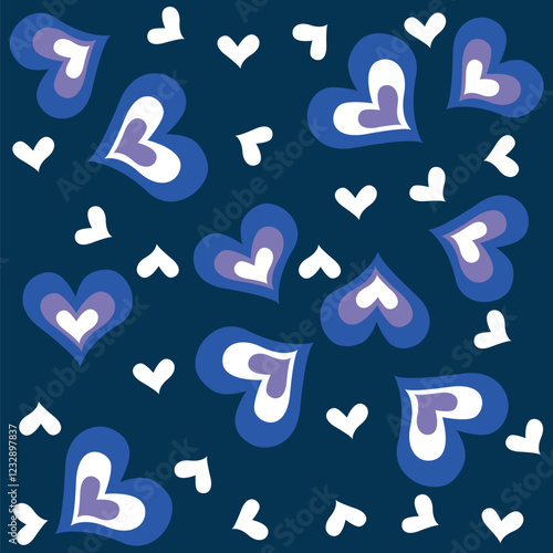 Seamless pattern with patches, stickers, badges, pins with cell phones, heart-shaped sunglasses, lips, lollipops, words "Yes", "Bye", "Nope", hearts, floppy disks, mixtapes in comic style of 80s-90s.