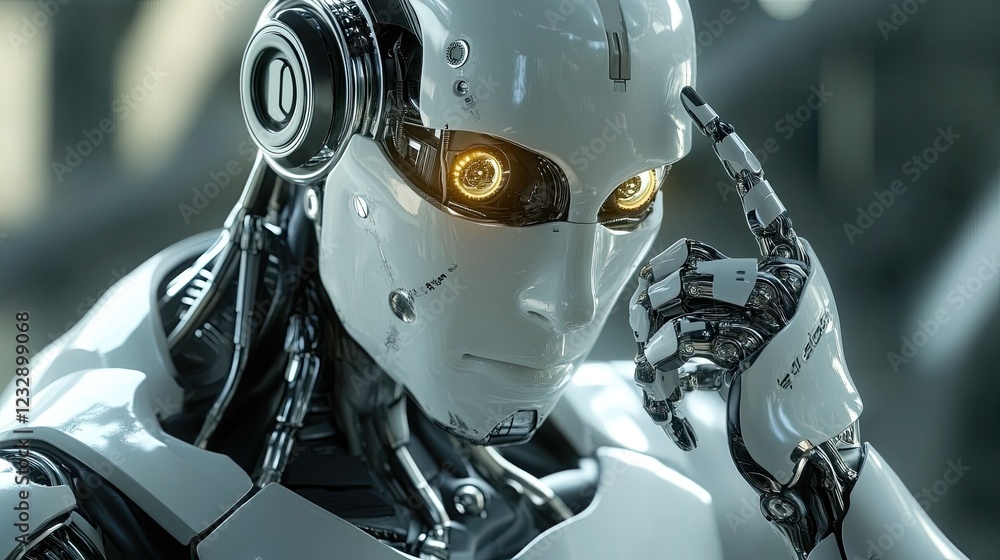 Fototapeta premium Advanced Robot Contemplating a Complex Problem