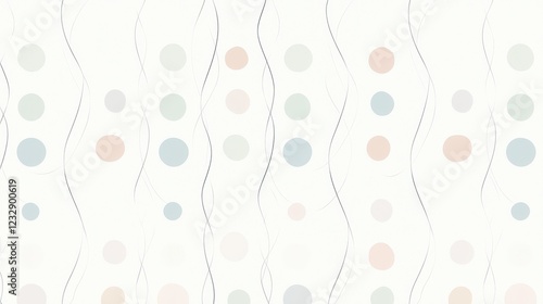 Subtle Wave Pattern with Soft Colored Dots and Curved Lines