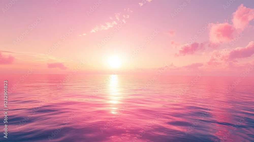Pink Sunset Over Calm Ocean Water Serenity Pink Sunset Over Calm Ocean Water Serenity