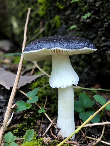 Coprinopsis atramentaria, known as the common ink cap, common inky cap or tippler's bane, wild mushroom from Finland photo